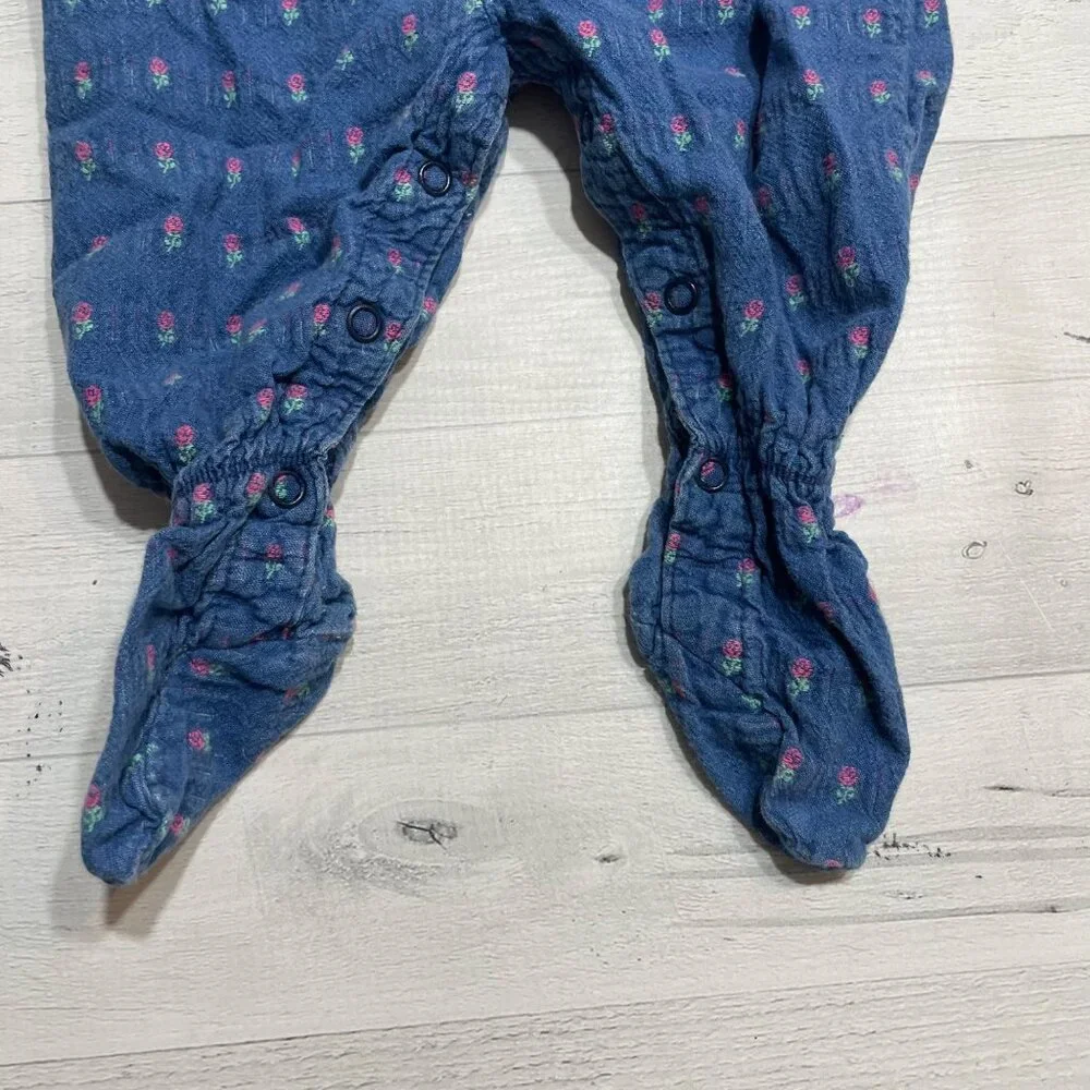 Vintage‎ OshKosh B'Gosh Floral Baby Overalls With Footies 3/6 months